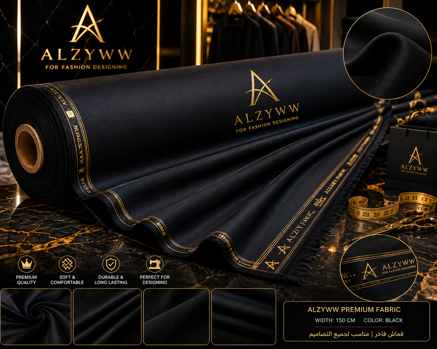 ALZYWW Premium Fabric Black